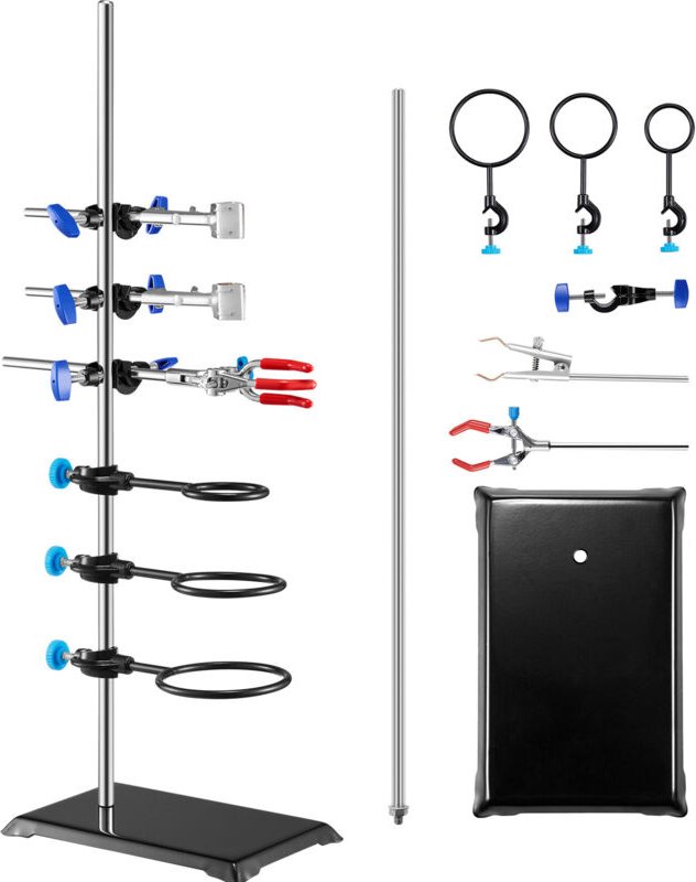 VEVOR Laborständer-Unterstützung, Labor-Retorten-Stützständer 1 Satz, Laborständer aus Stahl mit 60 cm Stab & 210,82 x 1...