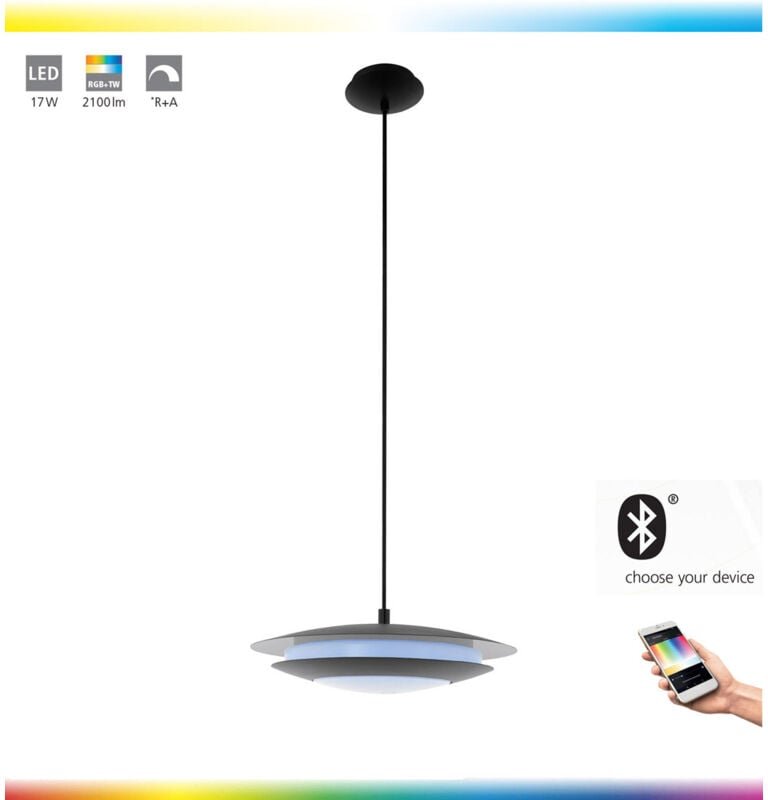 Eglo - Smart Home rgb led Pendel Lampe Dielen Hänge Decken Leuchte app dimmbar schwarz 96978