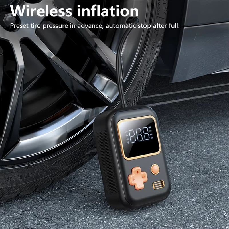 Reifenfüller, Tragbarer Luftkompressor, Kabellose Luftpumpe mit LED-Licht und Automatischer Abschaltung für Auto, Motorr...