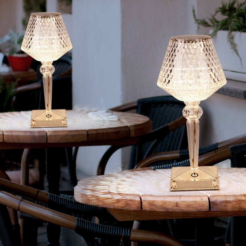 Led Tischleuchte Nachttischlampe Wohnzimmerleuchte Kristallleuchte mit Touchdimmer, Akku usb Kabel, h 26cm, 2er Set