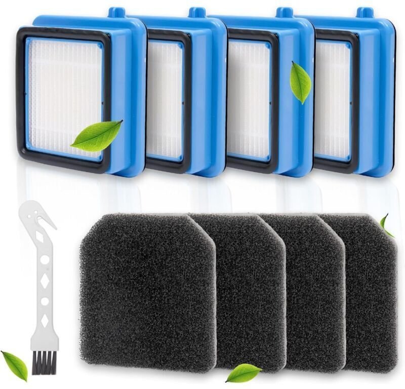 Set mit 4 Filtern für Electrolux Staubsauger Q6, Q7, Q8, WQ61, WQ71 und WQ81, 4 Filterschwämmen, 1 Bürste, wiederverwend...