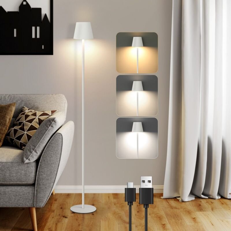 Stehlampe Wohnzimmer led Dimmbar Stehleuchte - Modern usb Akku Standleuchte Lampe mit 3 Farbtemperaturen Weiß Stehlampe ...