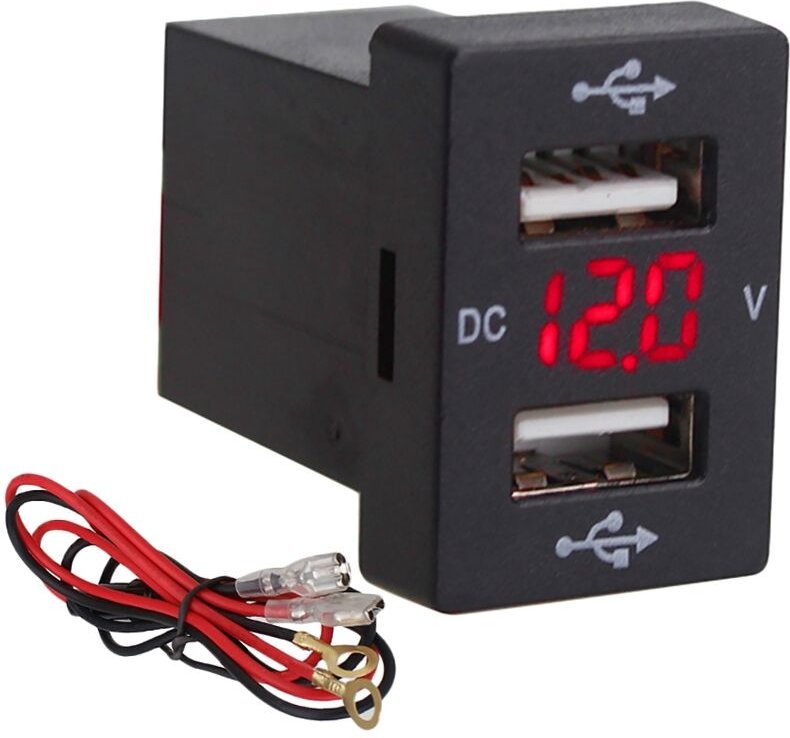 12 V Auto LadegeräT mit Sicherung für 5 4.2A Buchse Telefon Led Display Meter Voltmeter (Rot)