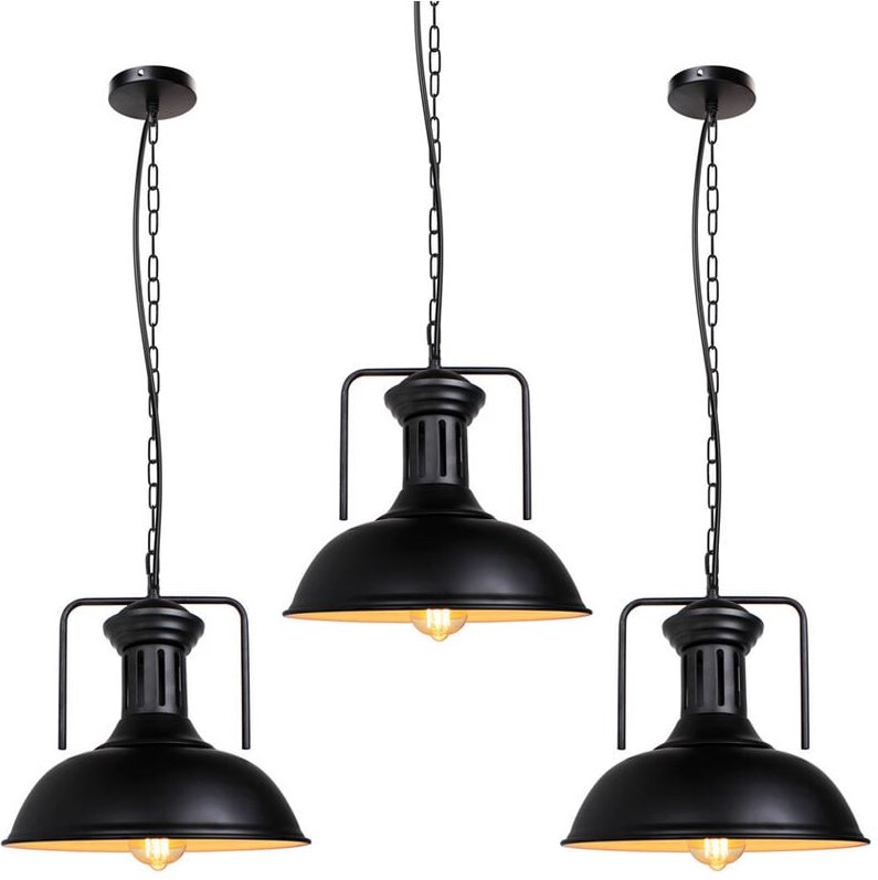 3er Pendelleuchte Dome, Vintage Metall Hängelampe im Industri Stil, Ceiling Lampe mit Lampenschirm für Wohnzimmer Esszim...