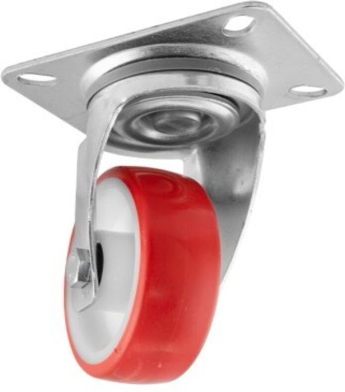 Rote Lenkrolle mit Sockel – 100 mm/120 kg, INTHER.