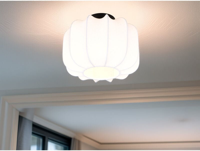 Reality Leuchten - Ausgefallene Deckenleuchte madeline mit Stoff Lampenschirm in Weiß, ø 25cm