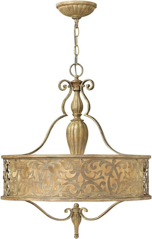 Elstead Carabel - 3 leichte runde Decke Anhänger Kronleuchter gebürstet Champagner, E27