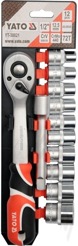 Yato - Steckschlüsselsatz mit Zubehör 1/2'', 12-teilig / YT-38821 /