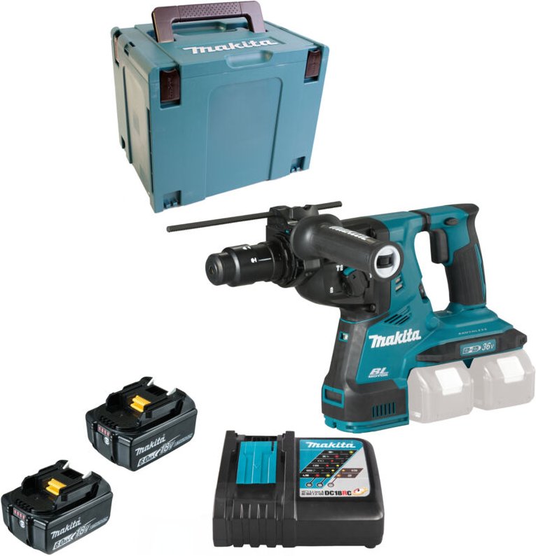 Makita Akku-Kombihammer DHR283ZJU SDS-PLUS 2x18V + 6 Ah Akkus & Ladegerät im Makpac