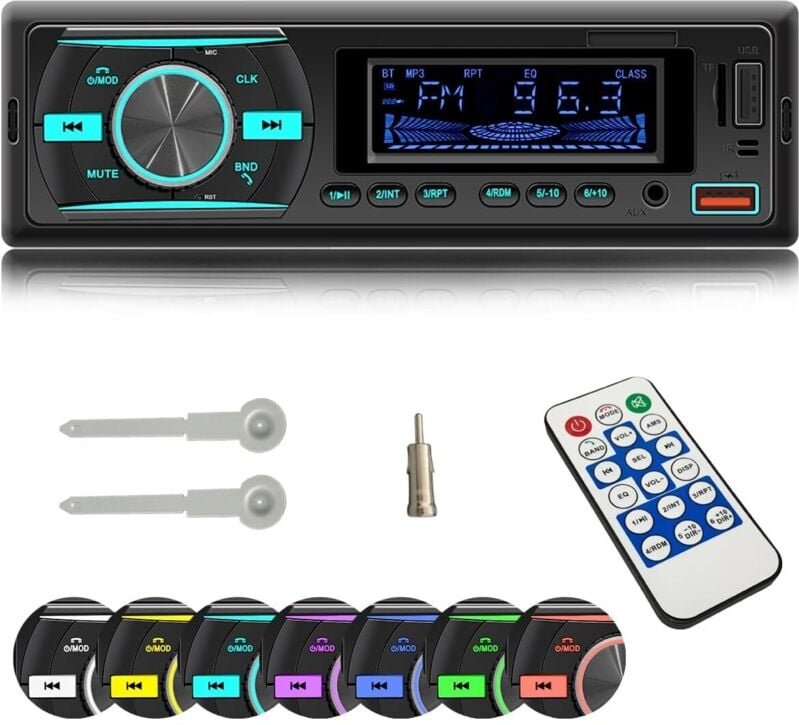 Autoradio mit Bluetooth-Freisprecheinrichtung, Autoradio, MP3-Player/FM-Radio, unterstützt USB-Musikwiedergabe, FM/TF,/A...