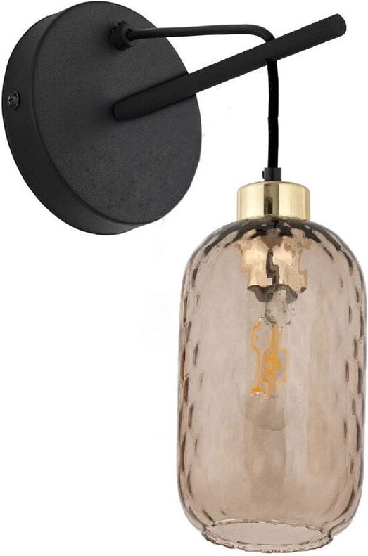 TK Pescara Dome Wandleuchte Schwarz, Bernsteinglas 1xE27
