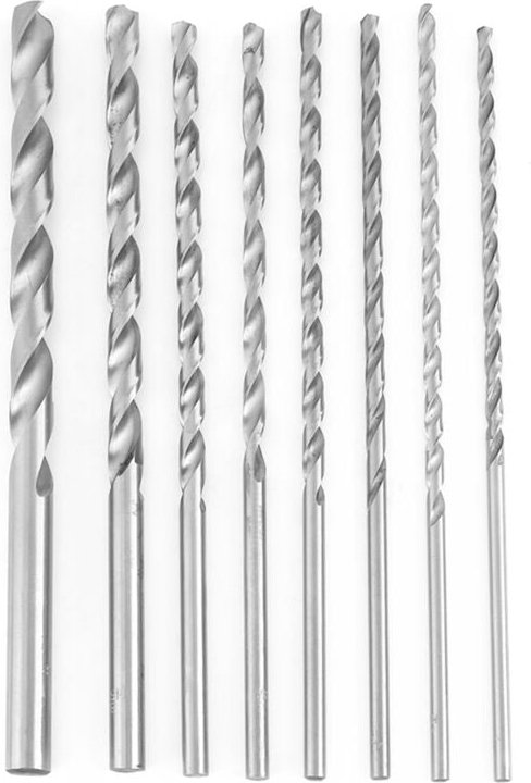 Zoternen - 8 Stück Extra lange Spiralbohrer aus Schnellarbeitsstahl mit geradem Schaft, 4–10 mm, für Holz