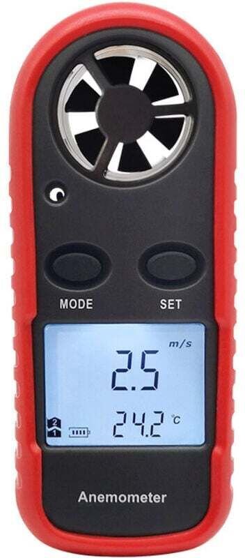 Tragbares Windgeschwindigkeitsmessgerät (Anemometer), digitales Lufttemperatur-Anemometer, Windgeschwindigkeitsmesser-Th...