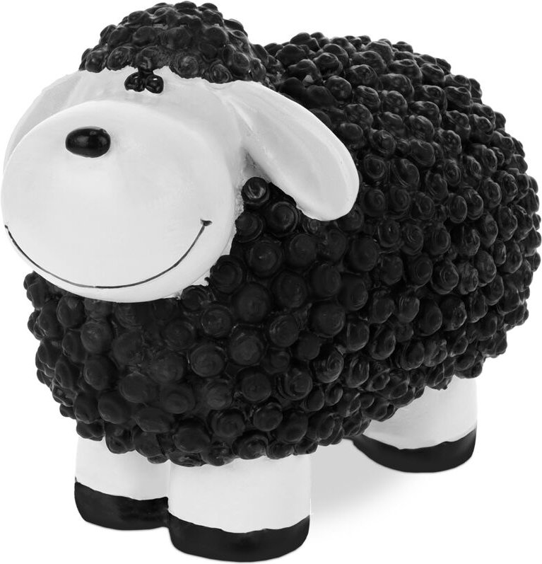 Gartenfigur Schaf, wetterfeste Dekofigur, Polyresin, hbt: 16 x 21 x 12,5 cm, Dekoschaf innen & außen, schwarz - Relaxday...