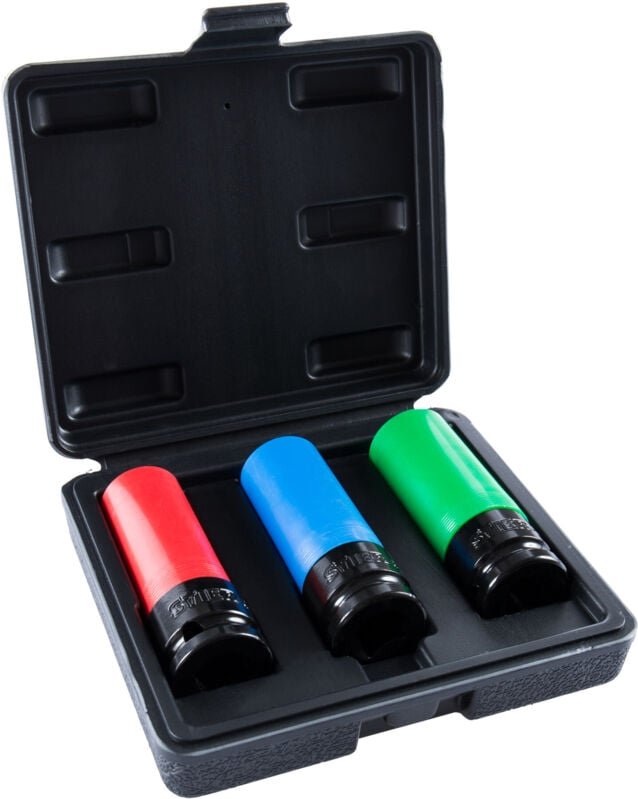 Kraft Steckschlüssel Satz, Antrieb 1/2 Zoll, sw 17/19/21 mm, Nüsse, Schonnüsse, lange Ausführung, 3-teilig, in praktisch...