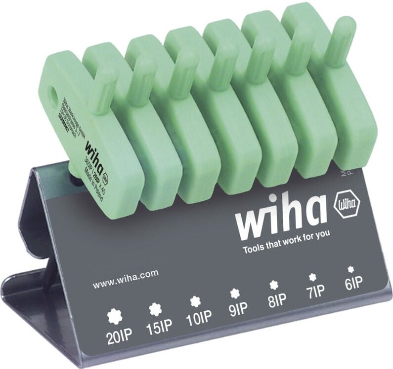 Stiftschlüssel mit Schlüsselgriff Set torx plus® 7-tlg. schwarzoxidiert im Werkbankständer (26261) - Wiha