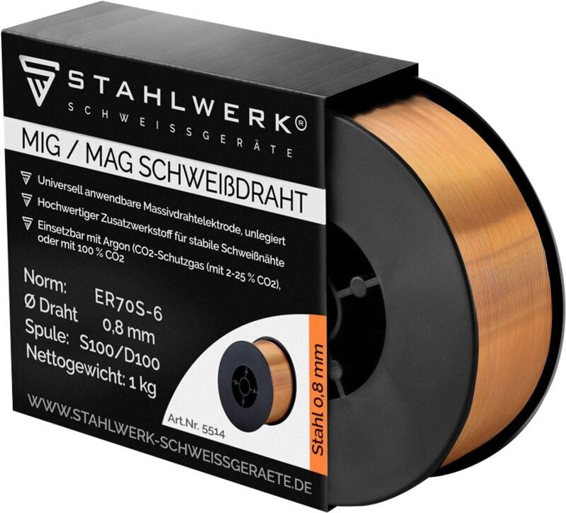 Thumbnail - Stahlwerk - mig mag Schweißdraht, 5512, ER70S-6, 0,8 mm, 1 kg