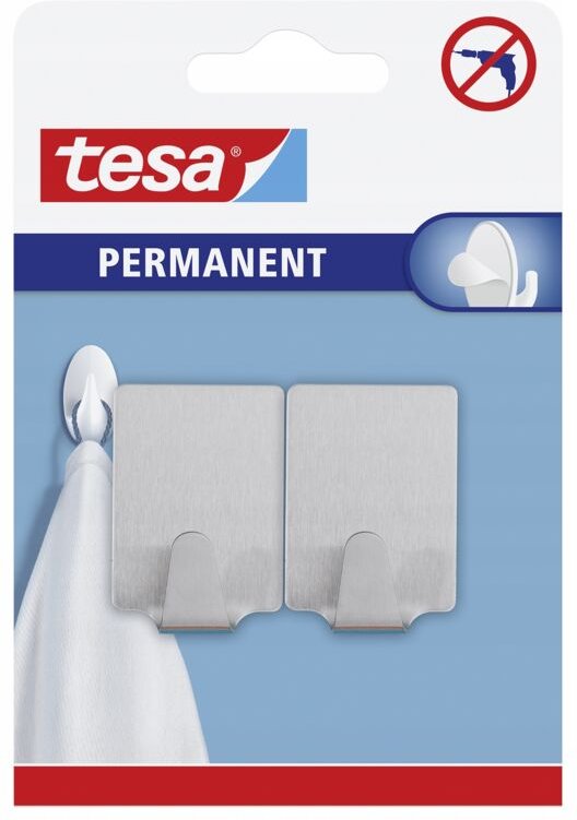 Selbstklebende tesa Kleiderbügelhaken aus Metall 2 Stück