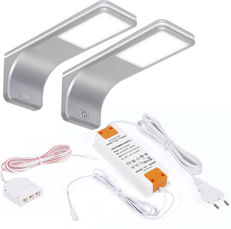 2er set sotech led Unterbauleuchten viola 4000K neutralweiß (12V 3,5W 160 x 55 x 60,5 mm) inkl. Trafo und Touch Dimmer /...