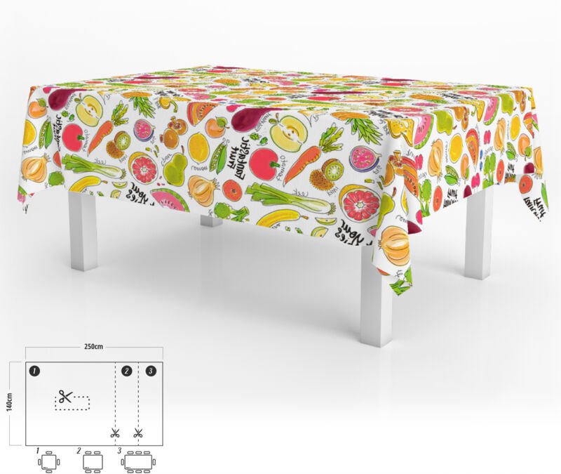 Oryx - Mantel Hule Rectangular 140 x 250 cm. Frutas Fantasia