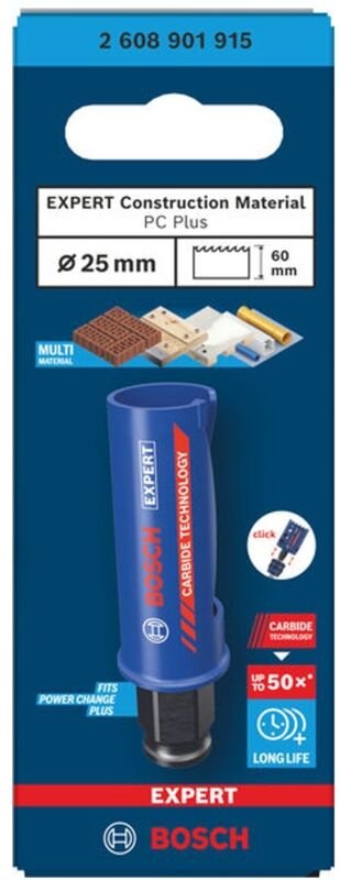 Bosch EXPERT Lochsäge Construction Material Power Change Plus, 25 x 60 mm
