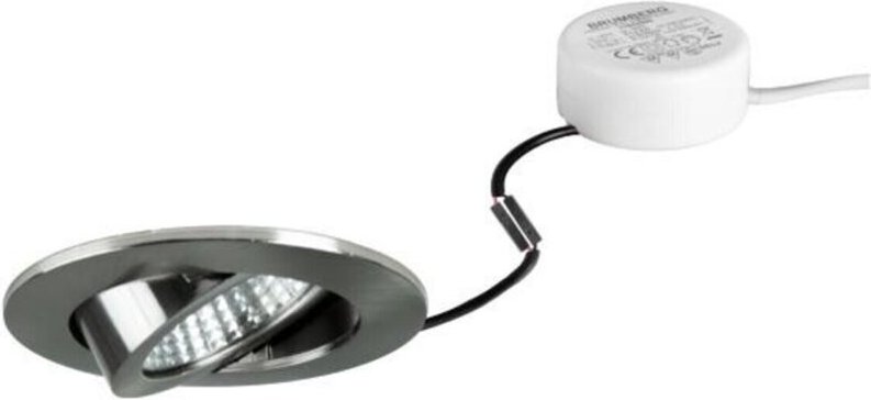 Brumberg LED Einbaustrahler, 230V, 6W, 3000K, 640 lm rund, nickel, dimmbar, Rundkonverter - mit Netzteil - 82 x 4 mm