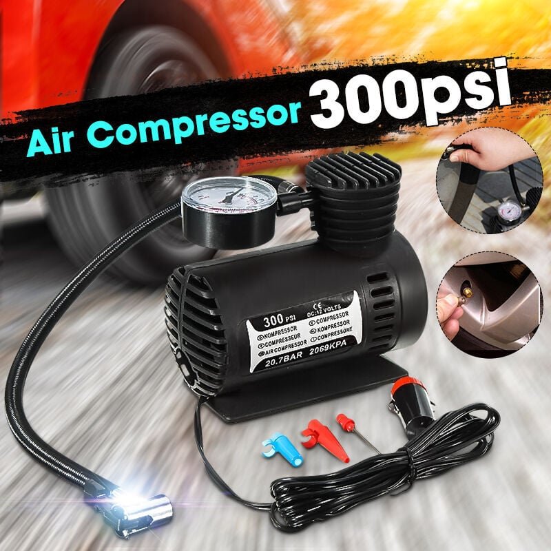 Thumbnail - 12 V 300 PSI Universal-Mini-Elektropumpe für Autos, tragbarer Reifenluftkompressor, Auto-Kompressorpumpe für Auto, Motor...