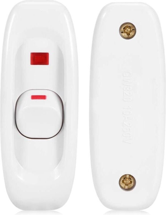 Sollbry - Kompakter Lampenschalter aus weißem Kunststoff, integrierter Schnurschalter, Lampenschalter, ac 250 v, 10 a, W...