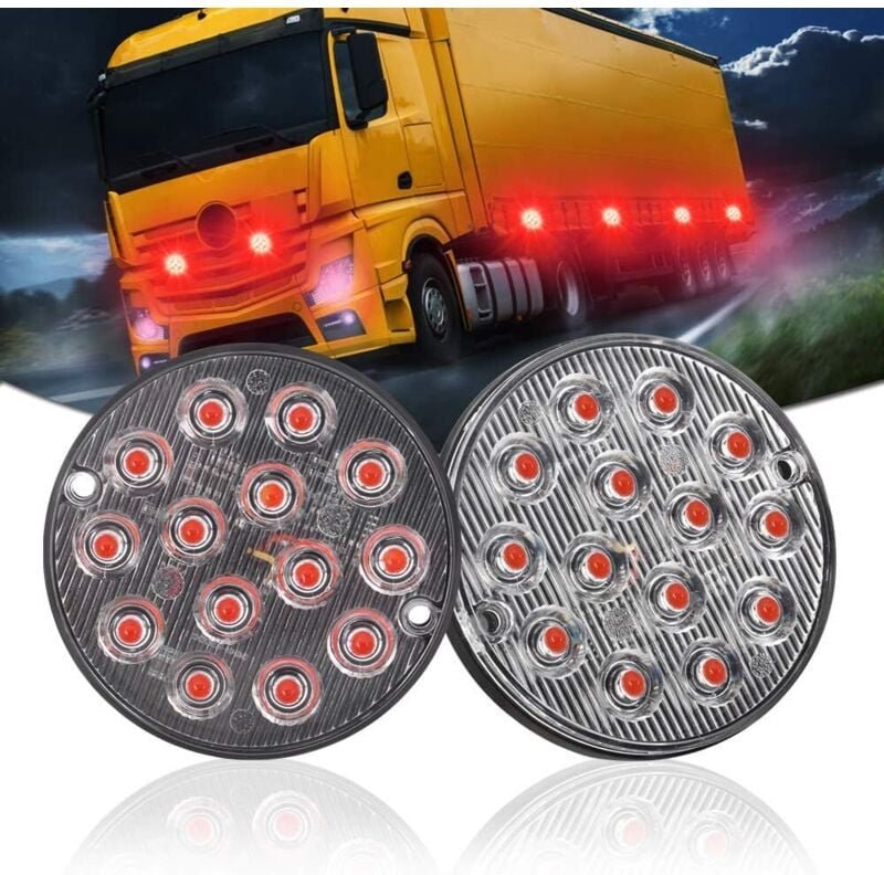 2 x 14 LED-Notwarnblinklicht, 42 W, superhell, rot, für Notfälle, Warnblinkleuchte, Blitzlicht für Auto, LKW, SUV, Anhän...