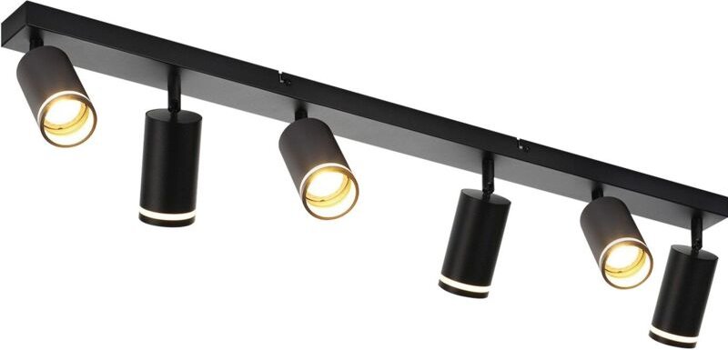 Deckenstrahler Schwarz 6 Flammig Wohnzimmer Modern Deckenlampe Strahler GU10 Spots Schwenkbar Innen Metall Deckenleuchte...