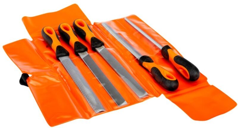 Bahco ERGO-Feilensatz mit Kabinettraspel, Halbschlichthieb, 200 mm - 5-tlg., Hieb 2