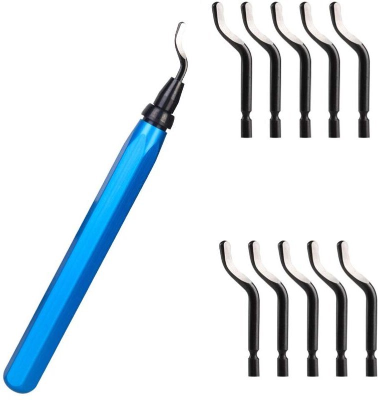 Entgratungswerkzeug, Gratentferner mit 10 BS1010-Ersatzstahlklingen, um 360° drehbare Klingen, praktisches Werkzeug für ...