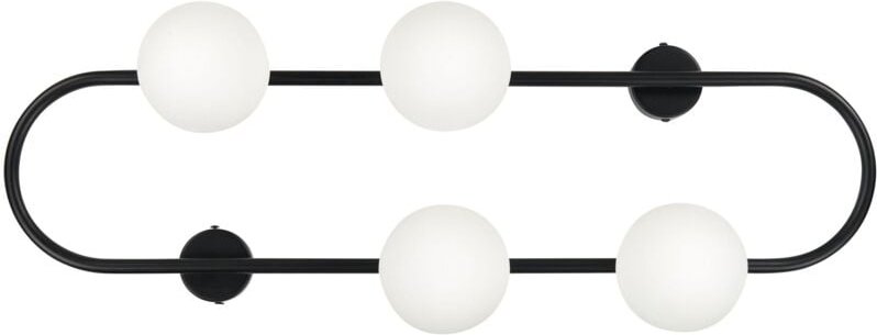 Thumbnail - Wandleuchte Schwarz Metall mit Weißen Glasschirmen Kugelförmig 4-Flammig Modern Wandbeleuchtung Wohnzimmer Schlafzimmer ...