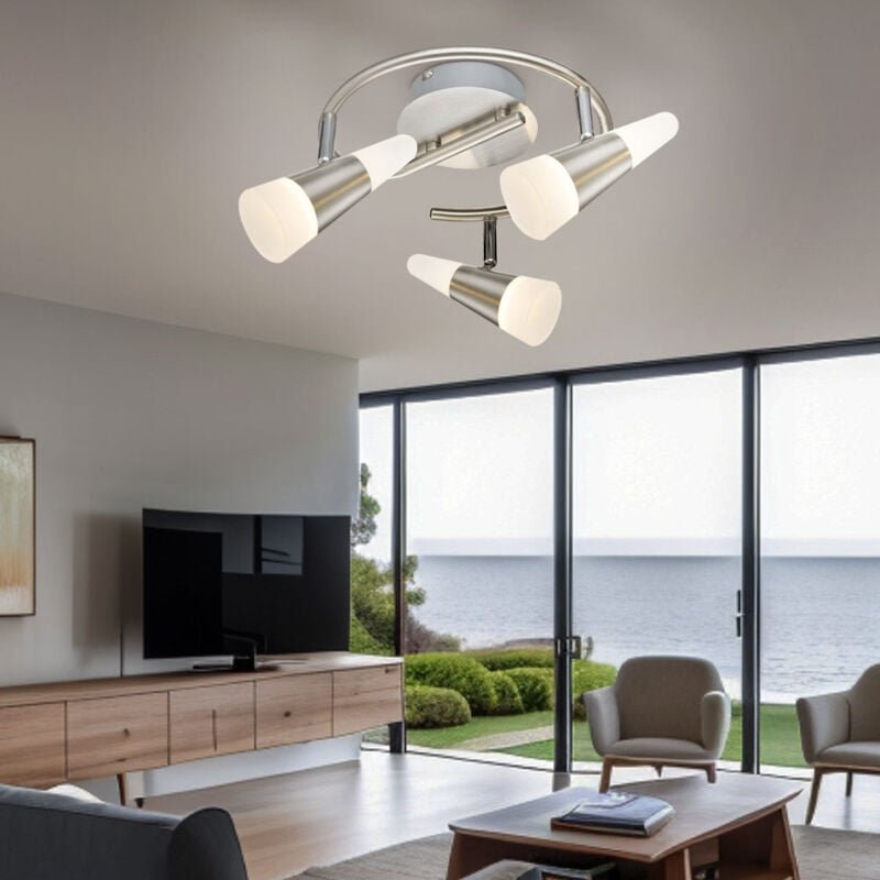 Thumbnail - Deckenleuchte 3 Strahler Spotrondell Wohnzimmerlampe Deckenlampe led verstellbar, Up Down Strahler, 3x 5W 300Lm warmweiß...