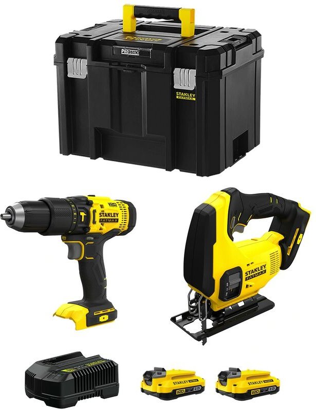 Stanley - FatMax Kit SVK204 (SFMCD711 + SFMCS600 + 2 x 2,0 Ah + Ladegerät + tstak vi)