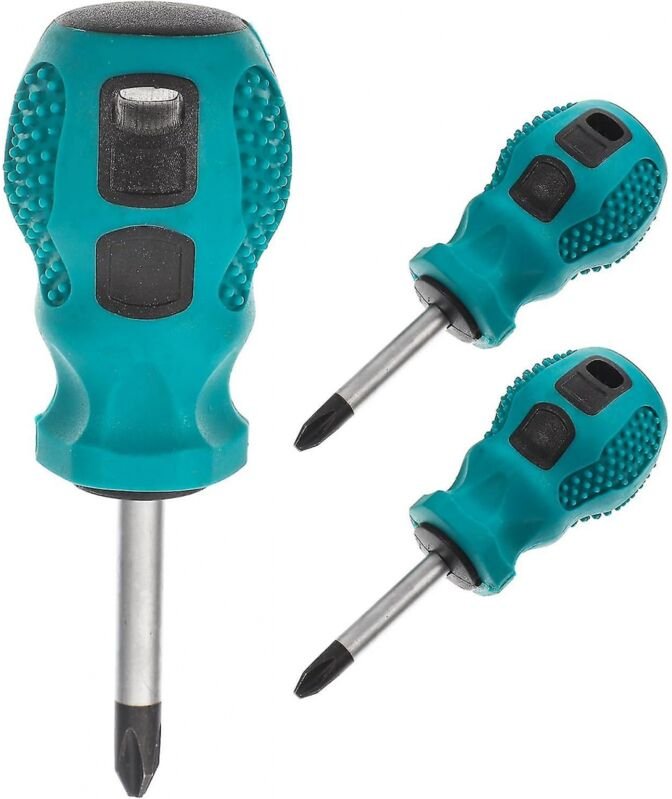 BEBUSINGOTO 3-teiliger manueller Schraubendreher, Handreparaturwerkzeug, kurzer Steckschlüssel, Chrom-Vanadium-Stahl