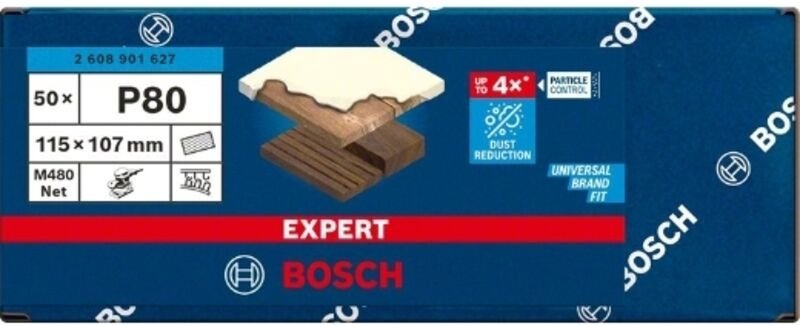 Accessories 2608901627 Schleifnetz für Schwingschleifer Körnung (num) 80 (l x b) 115 mm x 1 - Bosch