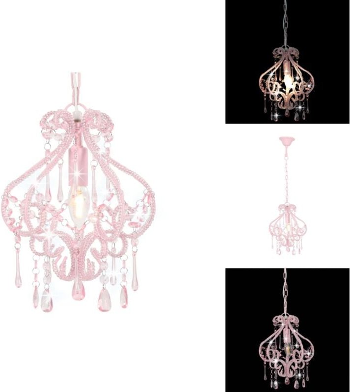 Thumbnail - Deckenleuchte mit Perlen Rosa Rund E14 - Dekorleuchte - Wandleuchte - Wohnzimmer Deko - Schlafzimmer Dekoration - Rosa L...