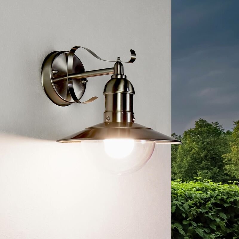 Thumbnail - Licht-erlebnisse - Außenwandlampe IP44 Silber E27 Metall Maritim Außenlampe Wand Haus