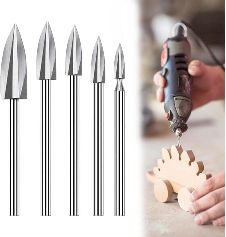 5 Stück Holzschnitzwerkzeuge,Gravierwerkzeug, Bohrerzubehör für Rotationswerkzeuge, 1/8“ Schaft, universelle Passform fü...