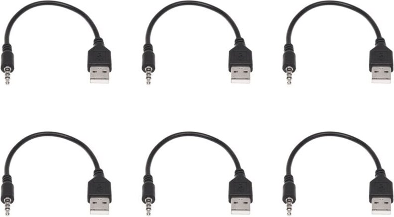 6Stück 3.5 mm Klinkenstecker aux Audio Jack zum usb 2.0 Maennlichen Ladekabel Adapterkabel Fuer Auto MP3