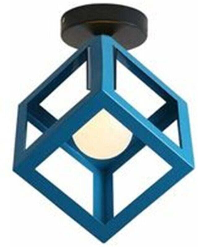 Industrielle Deckenleuchte, Käfig, Würfel, Quadrat, Metall, Eisen, Glänzend Retro, Pendelleuchte, E27