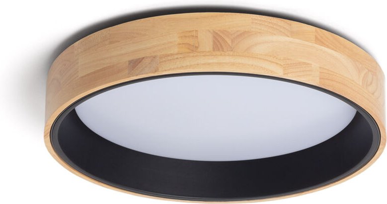 Ledkia - LED-Deckenleuchte 20W Rund Holz Ø470 cct Wählbar Dari Schwarz
