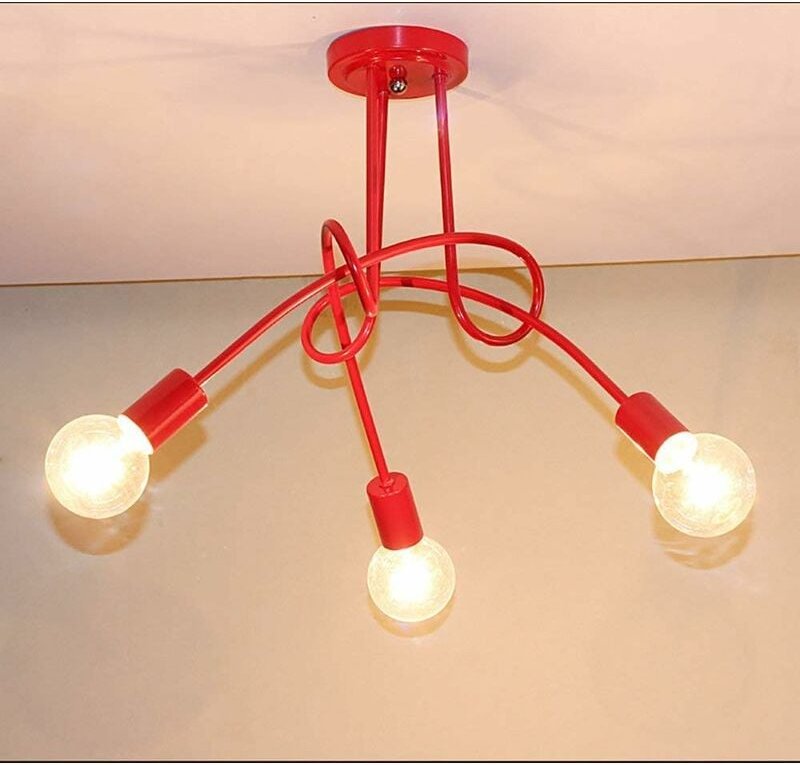 Axhup - Deckleuchte 3 Flammig Vintage Industriell Stil Deckenlampe Spinne Eisen Kronleuchter mit E27 Fassung Innen für W...