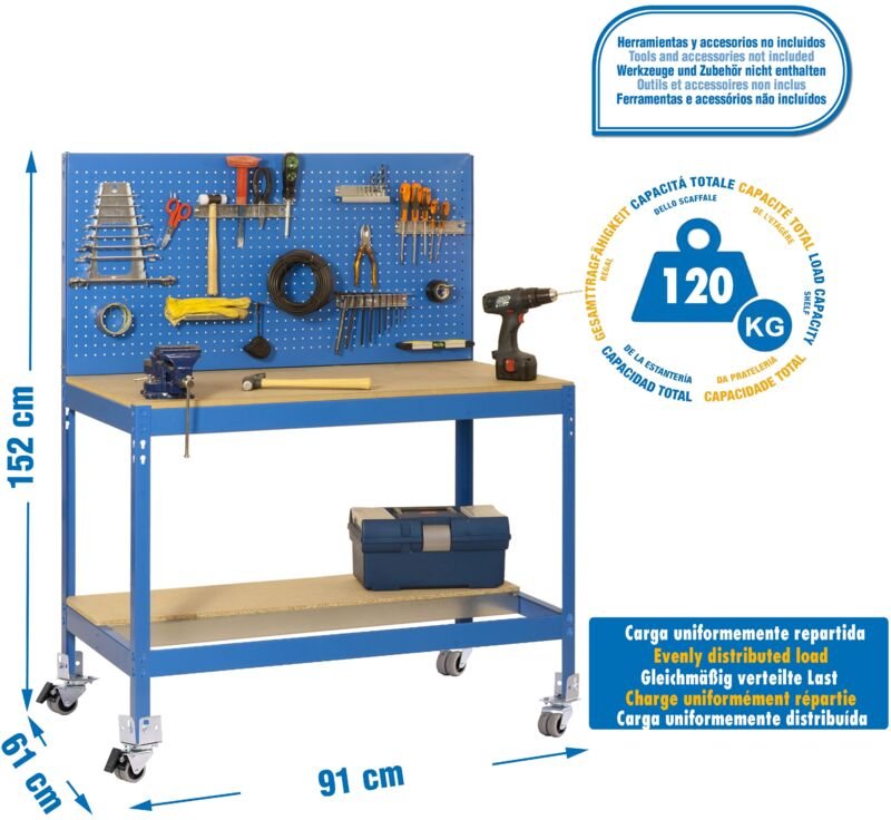 Simonrack Arbeitstisch Metall blau 1520x910x610 mm