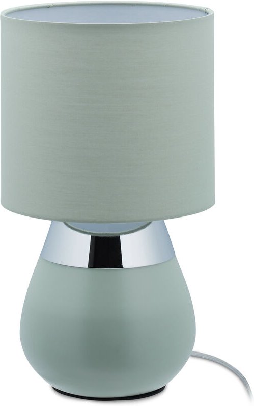 Nachttischlampe Touch, E14-Fassung, indirektes Licht, ovale Tischlampe mit Lampenschirm. HxD: 32 x 18 cm, grün - Relaxda...