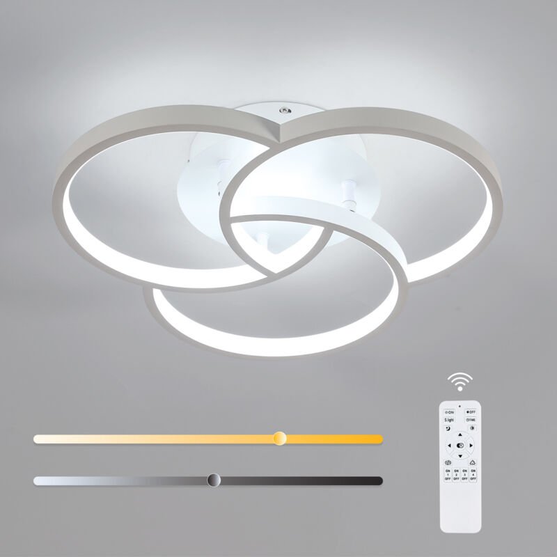 GOECO Moderne LED-Deckenleuchte aus Aluminium, 38 x 36 cm, 24 W, Weiß, dimmbar, für Küche, Bad und Flur