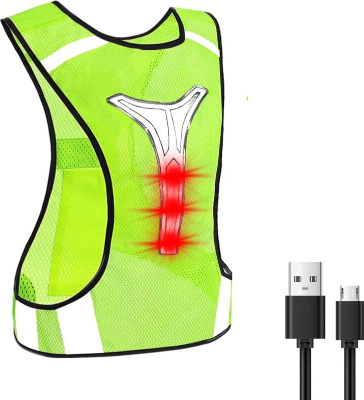 Sicherheitsweste, Reflektorweste mit Licht, Sicherheitsweste, Radfahren, reflektierende Weste, verstellbare Laufweste mi...