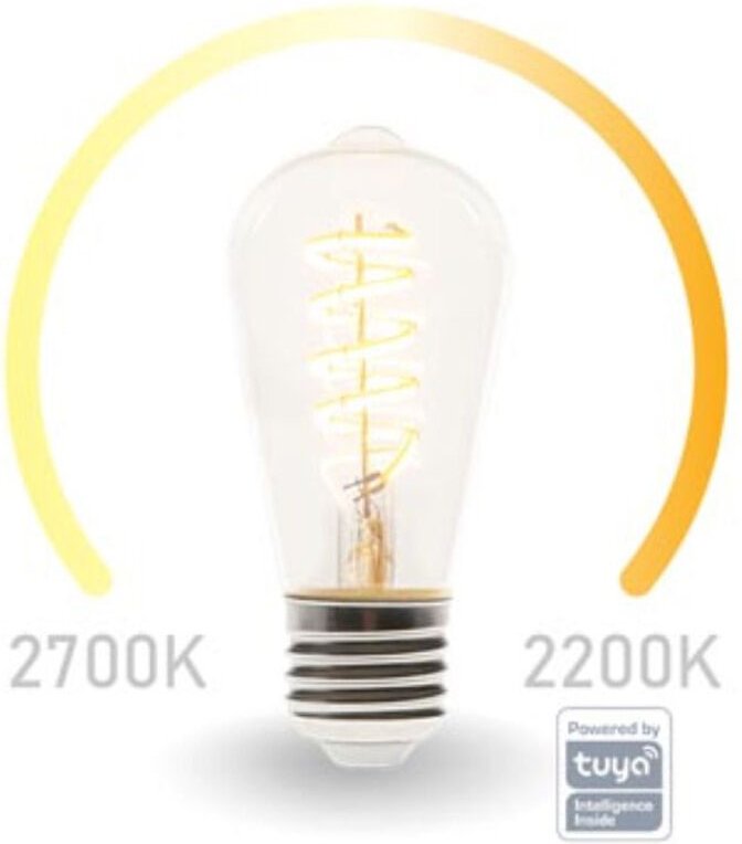 Velleman - E27 led wifi, 6,5 Watt 555 Lumen, 2200-2700 Kelvin, Ø6,4cm, per App steuerbar