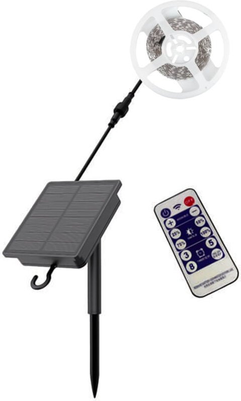 V-TAC SMD2835 LED-Streifen-Kit mit Solarpanel 1,2 W/m Naturweiß IP67